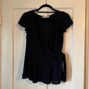 Loft flutter sleeve wrap top